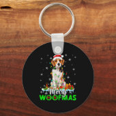 Beagle Dog Merry Woofmas Funny Xmas Lights Santa H Sleutelhanger (Voorkant)