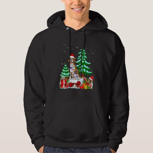Beagle Dog met kerstboomverlichting voor Pet Hoodie (Voorkant)