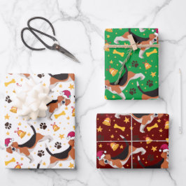 Beagle Dog met Kerstmis met kerstmis Inpakpapier Vel
