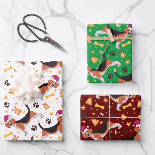 Beagle Dog met Kerstmis met kerstmis Inpakpapier Vel (Voorkant)