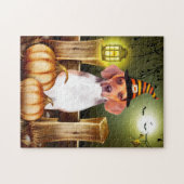 Beagle Dog met Witch Pet Halloween Gift Idee Legpuzzel (Horizontaal)