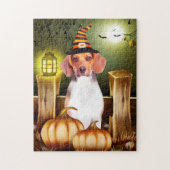 Beagle Dog met Witch Pet Halloween Gift Idee Legpuzzel (Verticaal)