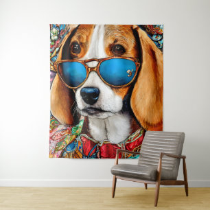 Beagle Dog met zonnebril Wandkleed