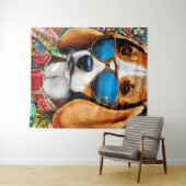 Beagle Dog met zonnebril Wandkleed (In Situ (horizontaal))