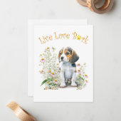 Beagle Dog Mom Floral Notitiekaartje (Voorkant / Achterkant in situ)