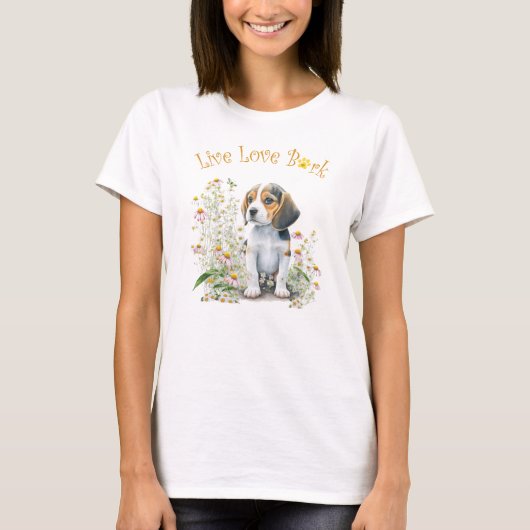 Beagle Dog Mom Floral T-shirt (Voorkant)