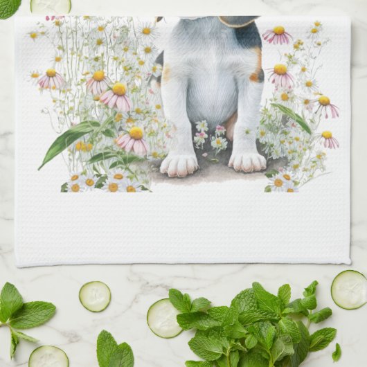 Beagle Dog Mom Floral Theedoek (Gevouwen)