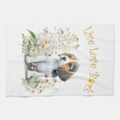 Beagle Dog Mom Floral Theedoek (Horizontaal)