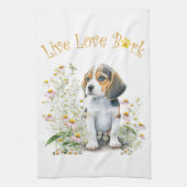 Beagle Dog Mom Floral Theedoek (Verticaal)