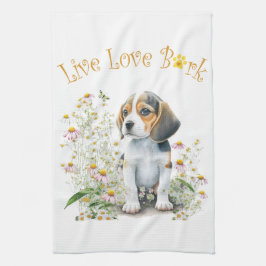 Beagle Dog Mom Floral Theedoek