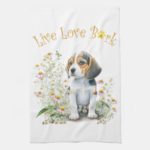 Beagle Dog Mom Floral Theedoek