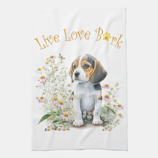 Beagle Dog Mom Floral Theedoek (Verticaal)