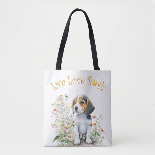 Beagle Dog Mom Floral Tote Bag (Voorkant)