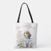 Beagle Dog Mom Floral Tote Bag (Achterkant)