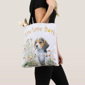 Beagle Dog Mom Floral Tote Bag (Dichtbij)