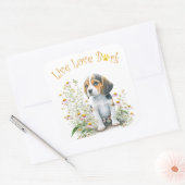 Beagle Dog Mom Floral Vierkante Sticker (Envelop)