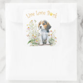 Beagle Dog Mom Floral Vierkante Sticker (Tas)