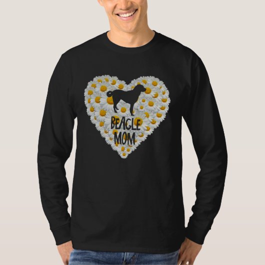 Beagle Dog Mom on Love Heart White Daisy Flowers   T-shirt (Voorkant)