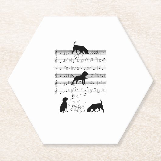 Beagle dog Music Note Clef Musicus Schattige Beagl Kartonnen Onderzetters (Voorkant)