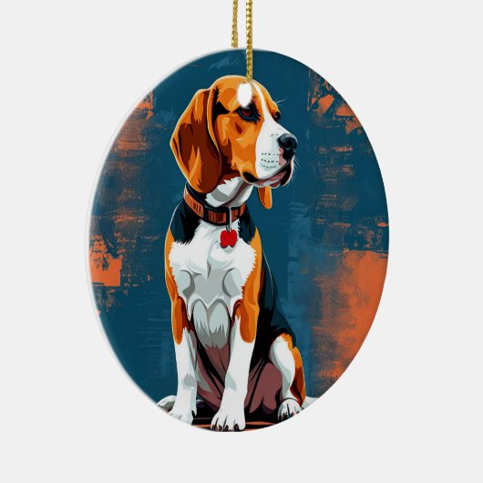 Beagle Dog op Abstracte achtergrond Keramisch Ornament (Rechts)