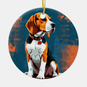 Beagle Dog op Abstracte achtergrond Keramisch Ornament