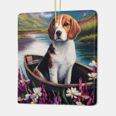 Beagle Dog op een peddel: Een Schilderachtig avont Keramisch Ornament (Links)