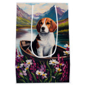 Beagle Dog op een peddel: Een Schilderachtig avont Medium Cadeauzakje (Achterkant)