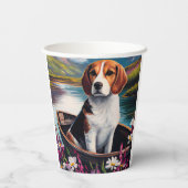 Beagle Dog op een peddel: Een Schilderachtig avont Papieren Bekers (Achterkant)