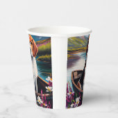 Beagle Dog op een peddel: Een Schilderachtig avont Papieren Bekers (Rechts)