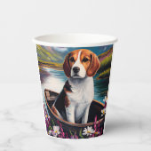 Beagle Dog op een peddel: Een Schilderachtig avont Papieren Bekers (Voorkant)