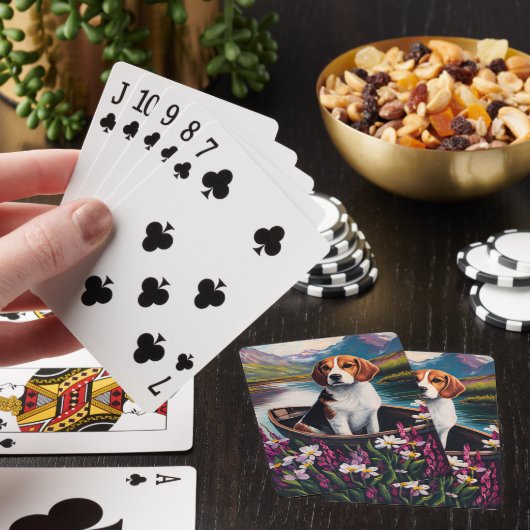 Beagle Dog op een peddel: Een Schilderachtig avont Pokerkaarten (Insitu)