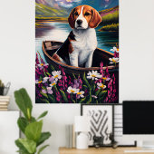 Beagle Dog op een peddel: Een Schilderachtig avont Poster (Thuiskantoor)