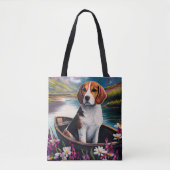 Beagle Dog op een peddel: Een Schilderachtig avont Tote Bag (Voorkant)