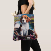 Beagle Dog op een peddel: Een Schilderachtig avont Tote Bag (Dichtbij)