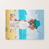 Beagle Dog op het strand Legpuzzel (Horizontaal)