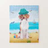 Beagle Dog op het strand Legpuzzel (Verticaal)
