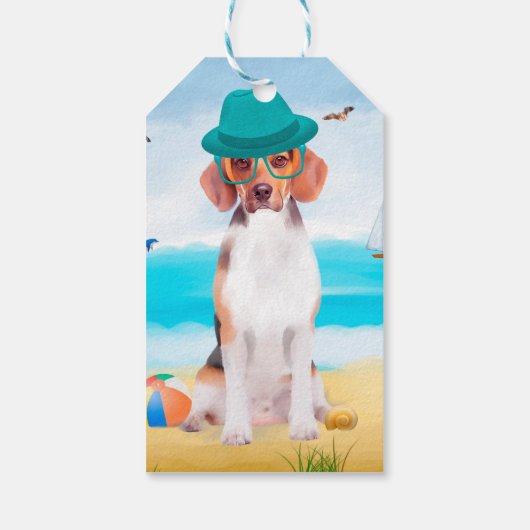 Beagle Dog op strand Cadeaulabel (Achterkant)
