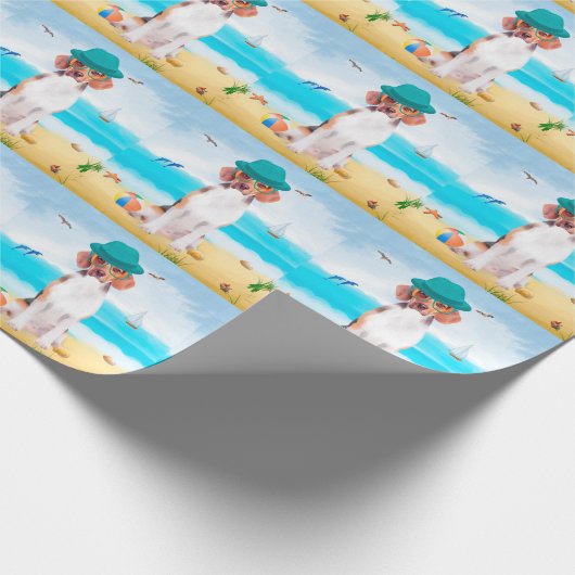 Beagle Dog op strand Cadeaupapier (Hoek)