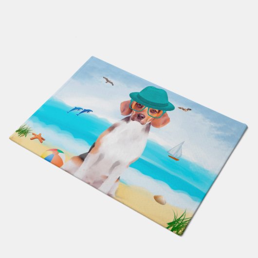 Beagle Dog op strand Deurmat (Schuin)