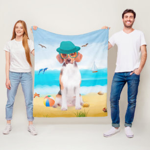 Beagle Dog op strand Fleece Deken