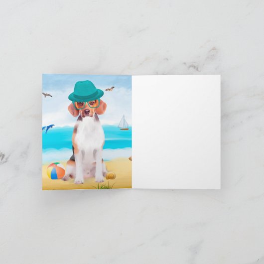 Beagle Dog op strand Kaart (Binnen)