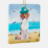 Beagle Dog op strand Keramisch Ornament (Rechts)