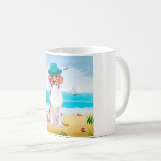 Beagle Dog op strand Koffiemok (Voorkant rechts)