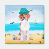 Beagle Dog op strand Magneet (Voorkant)