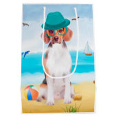 Beagle Dog op strand Medium Cadeauzakje (Achterkant)