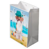 Beagle Dog op strand Medium Cadeauzakje (Achterkant Gekanteld)