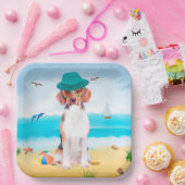 Beagle Dog op strand Papieren Bordje (Feest)