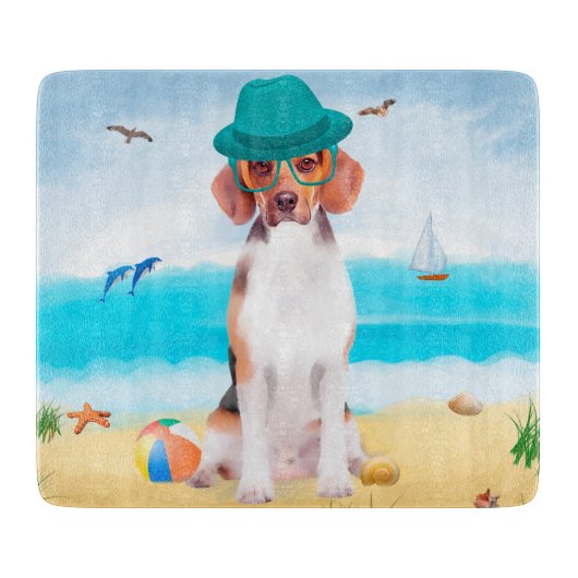 Beagle Dog op strand Snijplank (Voorkant)