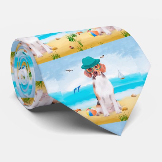 Beagle Dog op strand Stropdas (Opgerold)