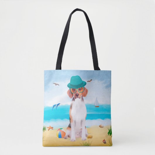 Beagle Dog op strand Tote Bag (Voorkant)